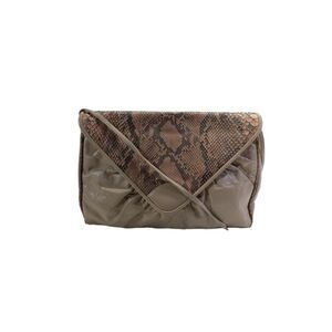 Meyers Womens Beige Brown Python Skin Envelope Clutch Shoulder Bag Handbag